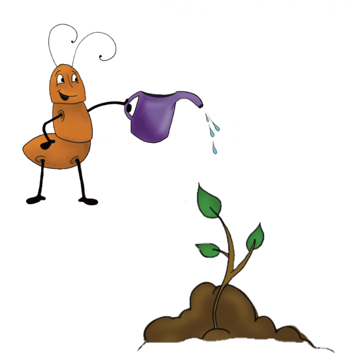 Ant with watering can